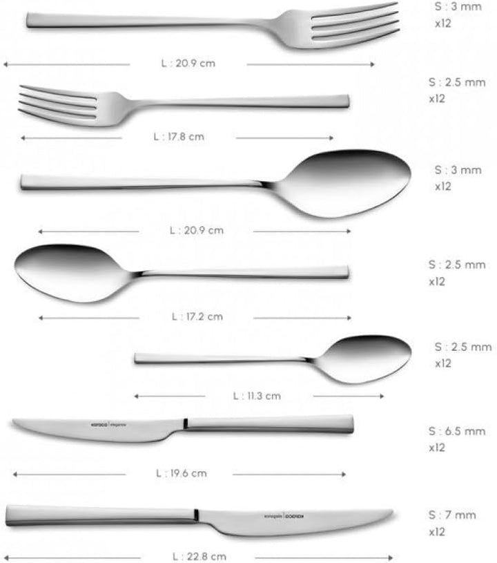 Karaca Serenity Elegance Besteck Set 12 Personen Spülmaschinenfest Essbesteck, 84 teilig Silver Best