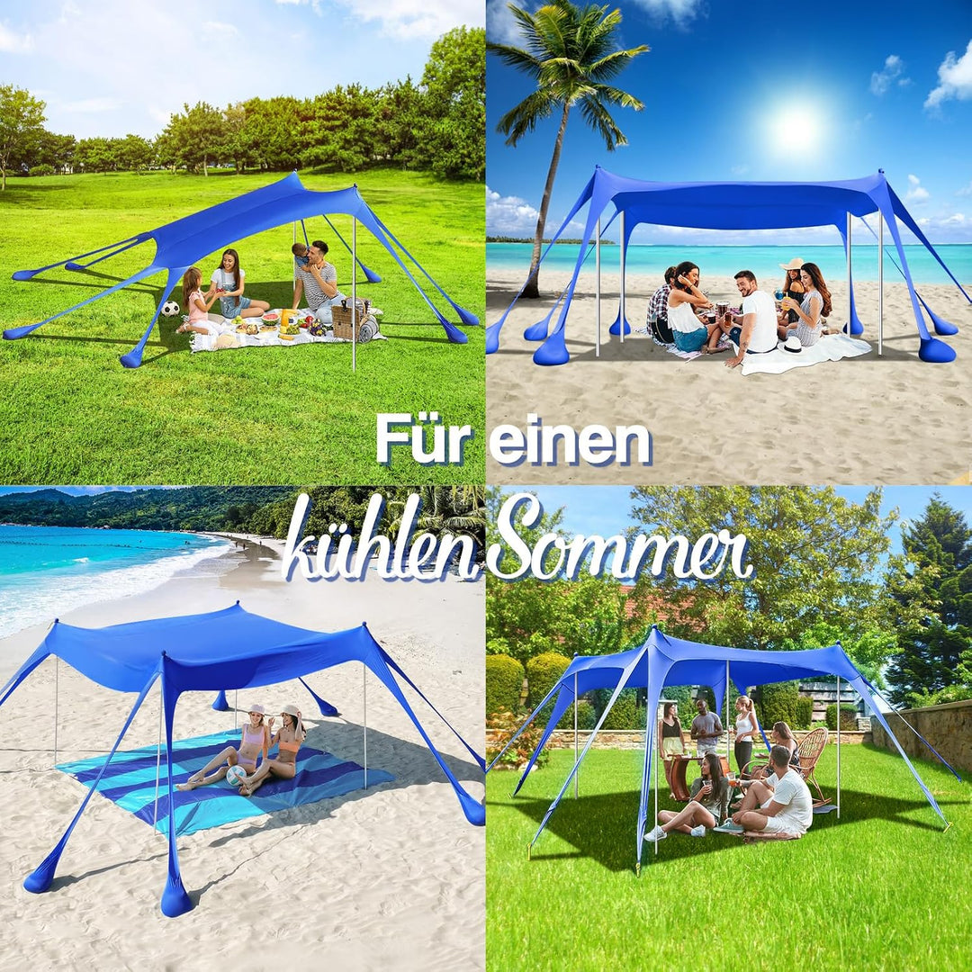 Rhino Valley Strandmuschel, Strandzelt Sonnenschutz UV 50+, Windschutz Strandzelt, Tragbar Sonnenseg