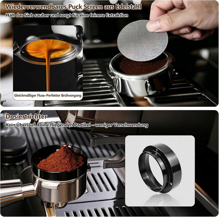 Espresso Zubehör Set 7tlg. – WDT Tool, Tamper, Distributor, Dosierring & Tamperstation | Barista Set