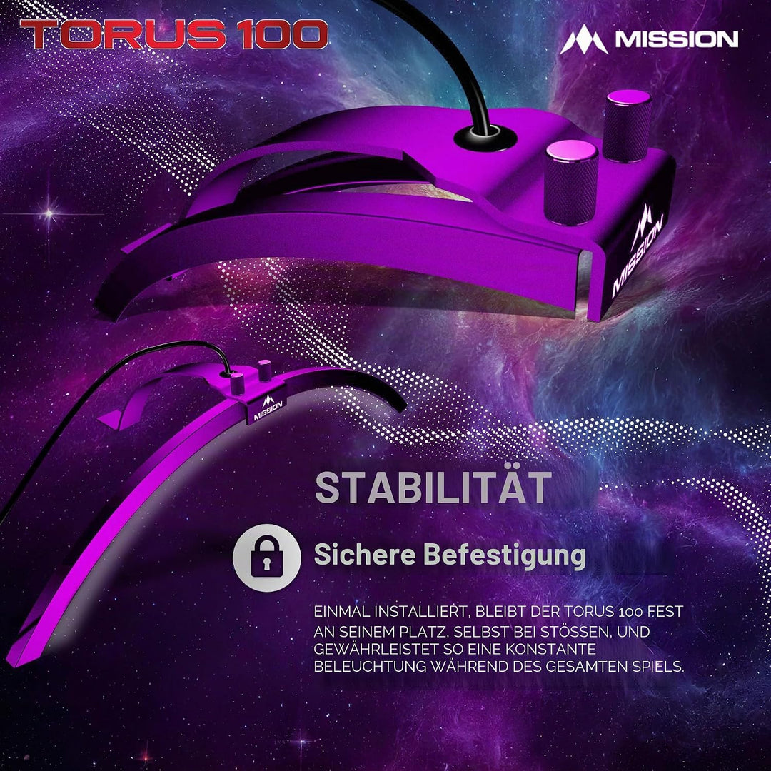 Mission Darts TOR100 Torus 100 | Dartscheibe LED klappbar tragbar Dartscheibe Reise Beleuchtungssyst