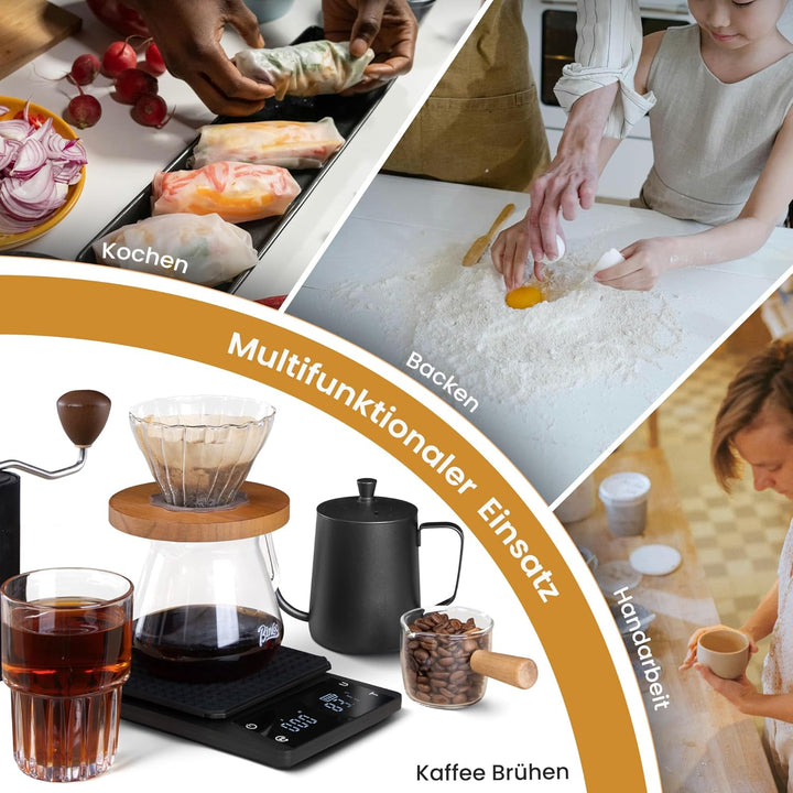 bemece Wiederaufladbare Digital kaffeewaage, Barista Waage 0,1 g, Wasserdichte Espressowaage mit Gro