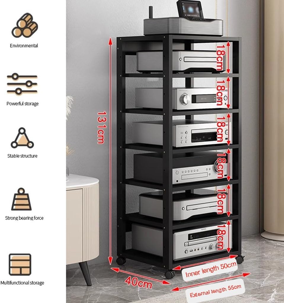 Audio Rack HiFi Regal 7-lagiges HiFi-Audio-Schrank-Streaming-Geräte-Schrank-Audio-Rack mit leisen Ro