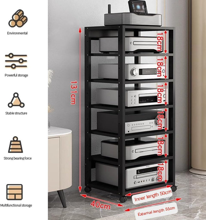 Audio Rack HiFi Regal 7-lagiges HiFi-Audio-Schrank-Streaming-Geräte-Schrank-Audio-Rack mit leisen Ro
