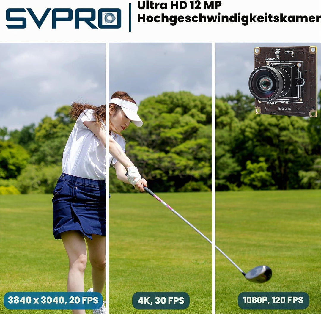 Svpro 12MP USB-Kameramodul, 4K 30fps Lightburn Kamera IMX577 1080P 120fps Hochgeschwindigkeitskamera