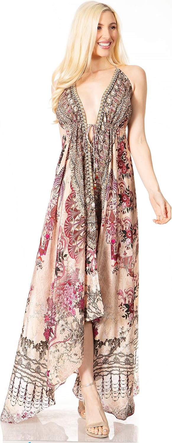 Sakkas Lizi 2 Damen Maxi High-Low Neckholder Taschentuchkleid Strandparty Urlaub Einheitsgrösse 495,