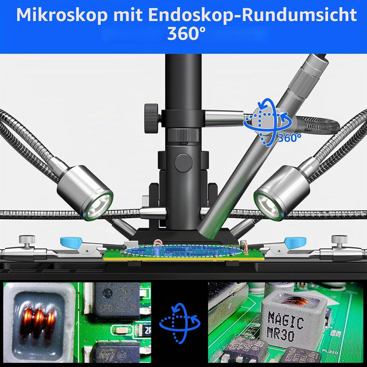 Andonstar AD409 Max HDMI Digitalmikroskop mit Lötstation, Endoskop, 10,1 Zoll LCD-Bildschirm, 300X U