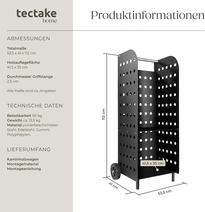 tectake® Holzwagen Kaminholzwagen