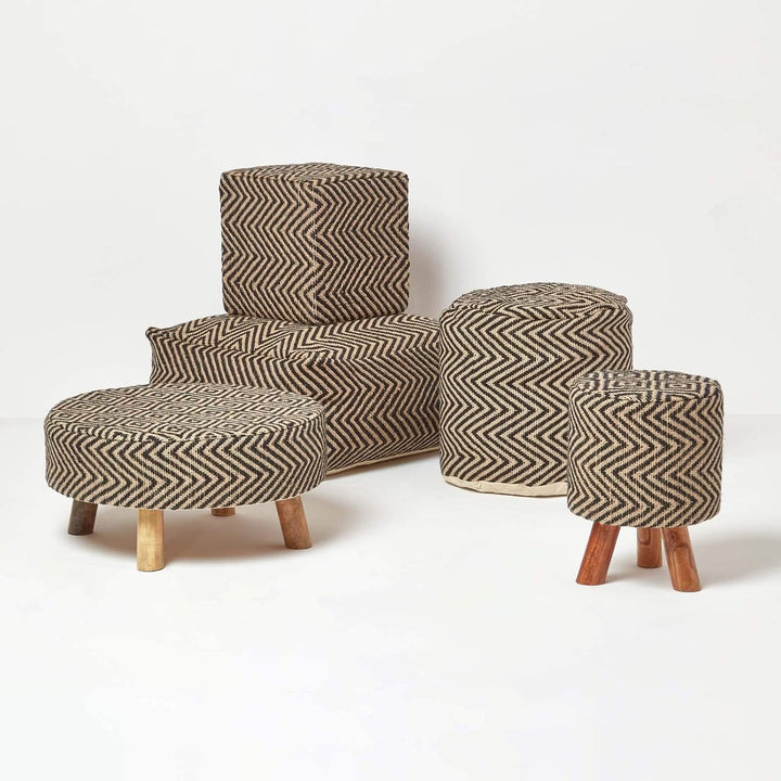 Homescapes Trendiger Stoff Sitzhocker Chevron Aztec Ethno Look 32 x 32 x 42 cm Fusshocker Schemel mi