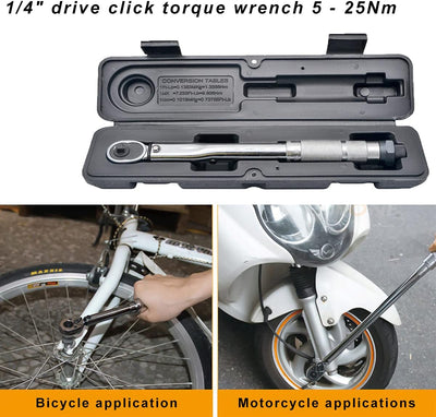 Riloer 1/4 '' AdjDEtable Torque Wrench Drive Spanner 5-25NM für die Reparatur von Fahrradmotorrädern