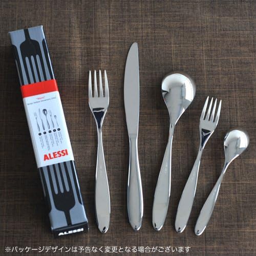 Alessi Mami Besteckset, 5-teilig, Edelstahl, Silber, 10 x 4 x 21.3 cm, 5-Einheiten 5 Stück, 5 Stück