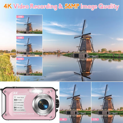 Unterwasserkamera Yixinxin 4K Digitalkamera wasserdichte 56MP Autofokus wasserdichte Kamera Fotokame