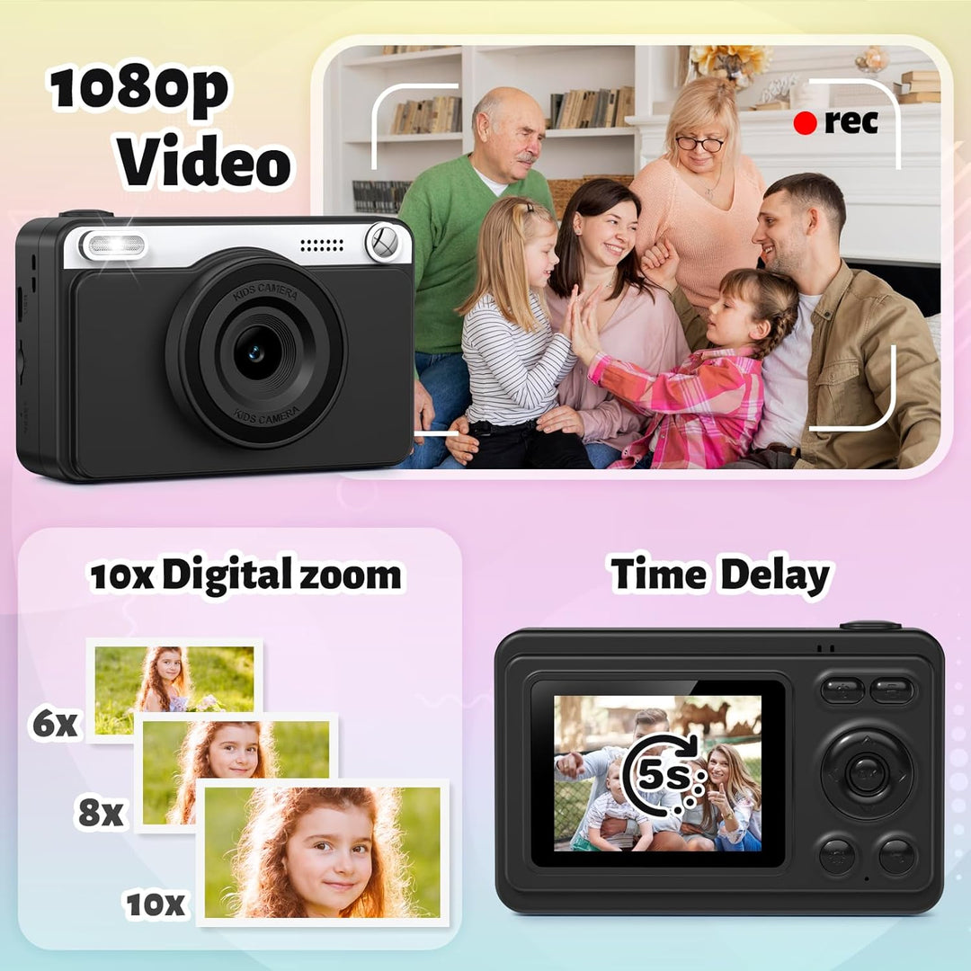 Sofortbildkamera Kinder, 2.4 Zoll Bildschirm Kinderkamera Sofortbildkamera mit 32GB Speicherkarte &