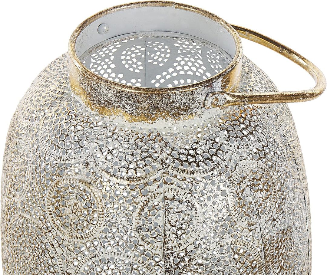 Dekorative Laterne mit Verzierungen H: 40 cm Gold aus Metall und Glas Lantau