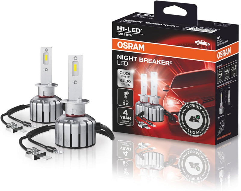 OSRAM NIGHT BREAKER H1-LED; bis zu 40% weniger Blendung; erste strassenzugelassene H1 LED-Nachrüstla