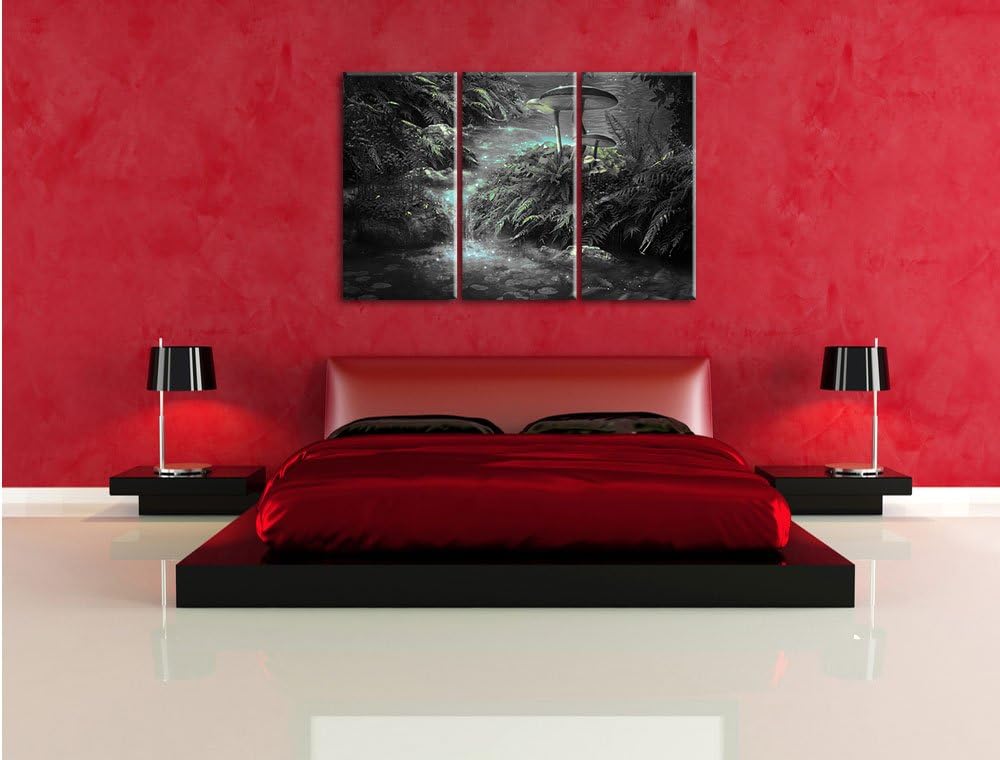 Pixxprint magischer Märchenwald als Leinwandbild/Grösse: 3 Teilig (120x80) cm/Wandbild/Kunstdruck/fe