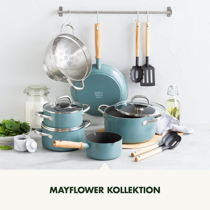 GreenPan Mayflower Gesundes Keramik-Kochgeschirr-Set mit 5 Töpfen und Pfannen, Inklusive Bratpfannen