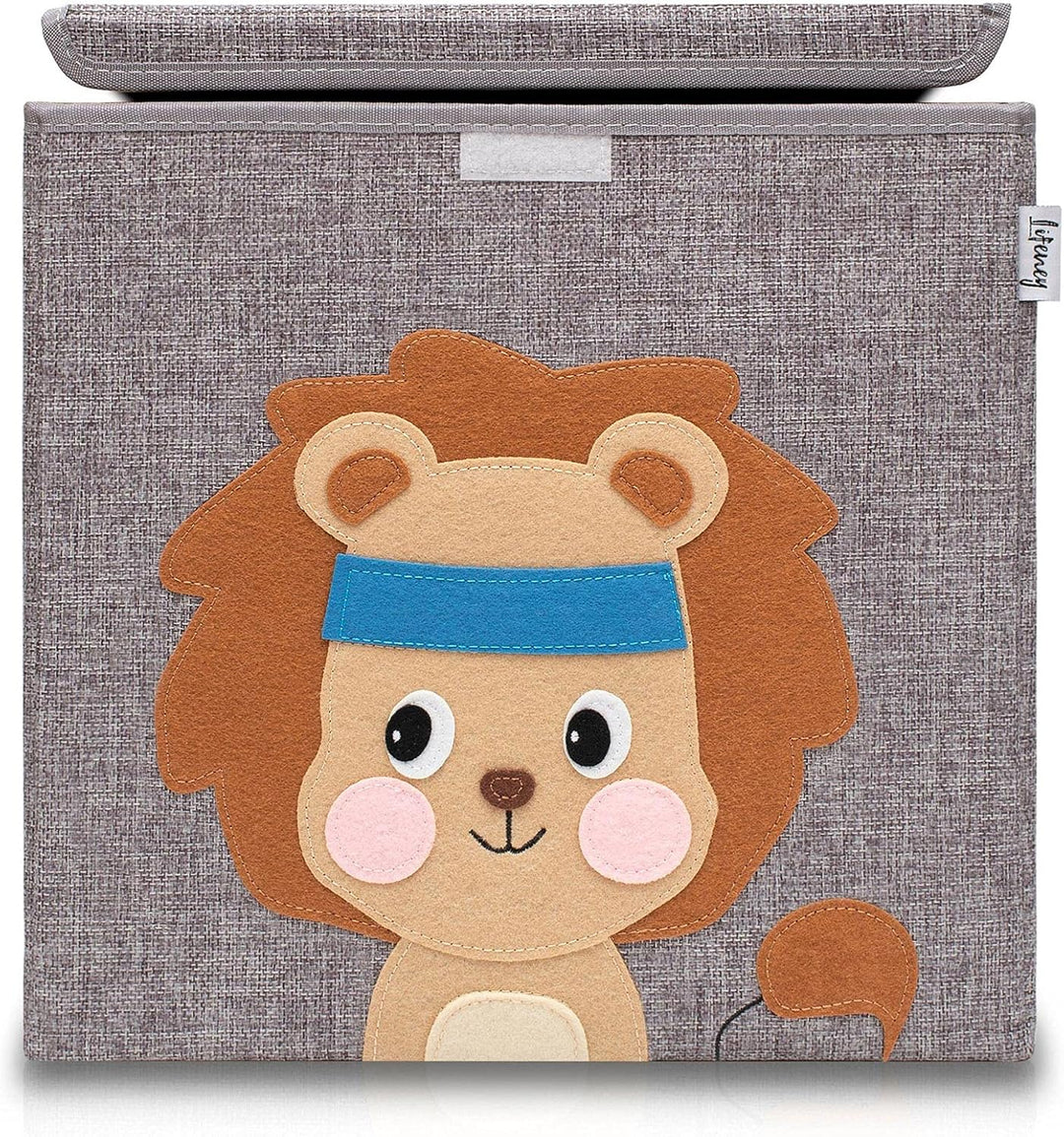 LIFENEY Aufbewahrungsbox mit Deckel im 3er Set Giraffe, Hund und Löwe I Dreierpack Spielzeugbox mit