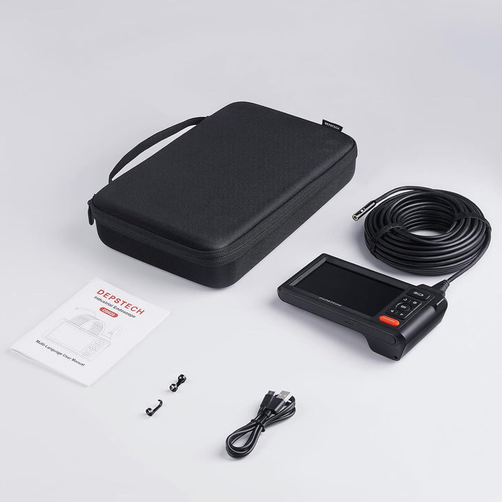 DEPSTECH 15m Triple Lens Endoskopkamera mit Licht, 5" IPS Rohrkamera | 1080P Inspektionskamera, 32GB