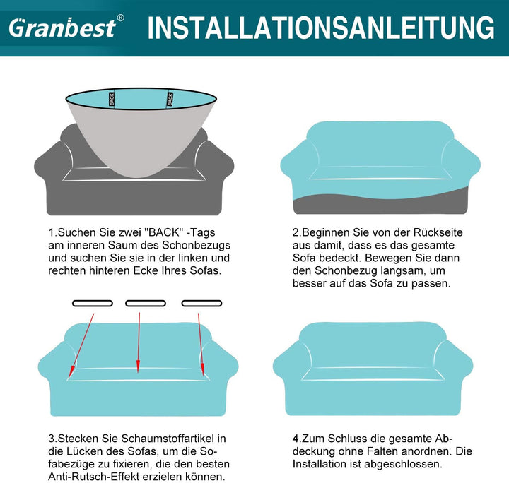Granbest Stretch Wasserdicht Sofabezug 1 Stück Sofahusse Spandex Jacquard Elastische Couchbezug mit