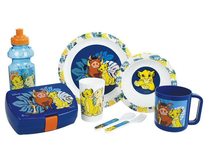 Le King Lion Geschirrset für Kinder mit Glas 220 ml, tiefer Teller Ø 16 cm, Teller Ø 22 cm, Becher 3