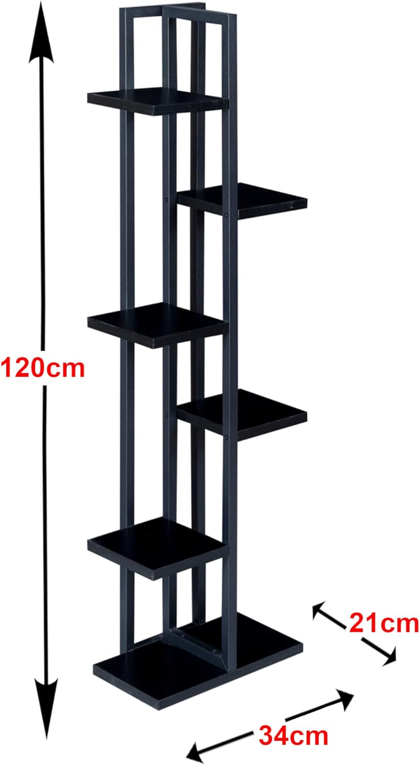 [en.casa] Blumenständer Tohmajärvi 6 Ebenen Blumenregal 120 x 34 x 21 cm Pflanzenständer Indoor Pfla