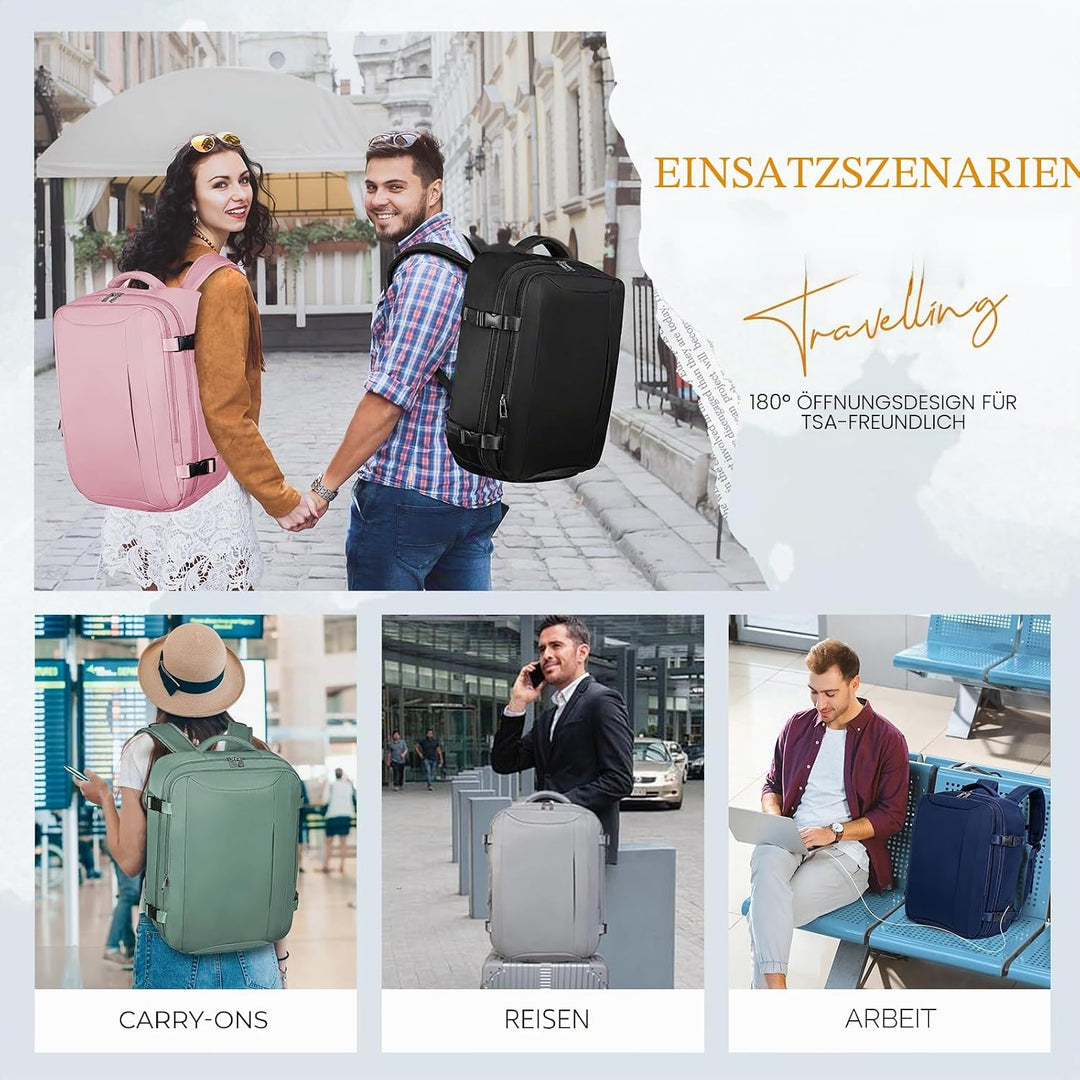 VMIKIV Handgepäck Rucksack für Easyjet 45x36x20 Reiserucksack Damen Herren für Laptop 15,6 Zoll 32L