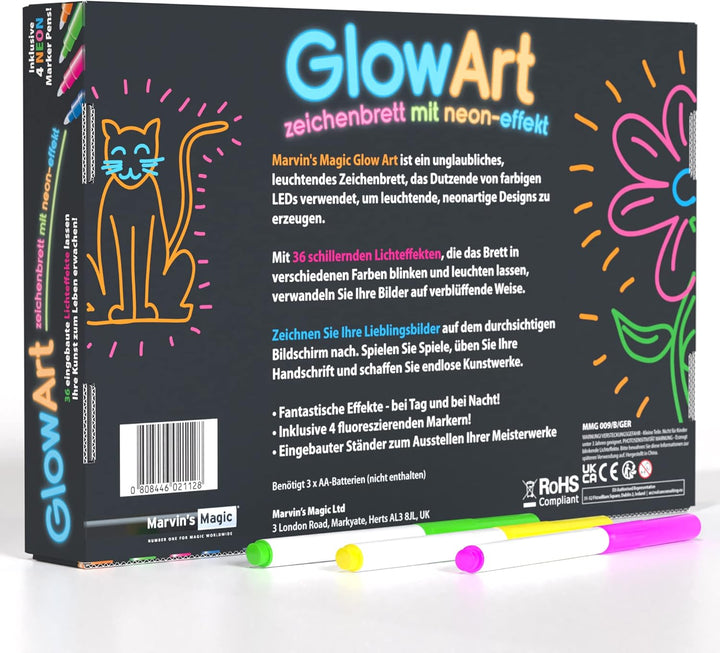 Marvin's Magic - Neon-Glühen Bastelset - Kinder-Kunst-Set - inkl. Neon-Effekt-Zeichentafel mit integ