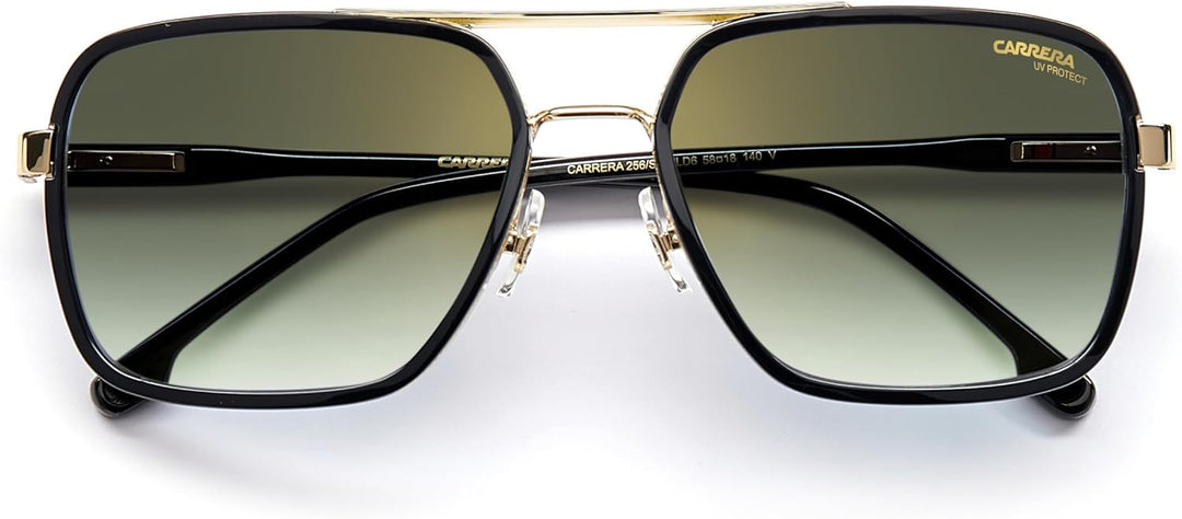 Carrera Unisex Carrera 256/S Sunglasses 58/18/140 Gold Black/ Green Shaded Gold Mirror, 58/18/140 Go