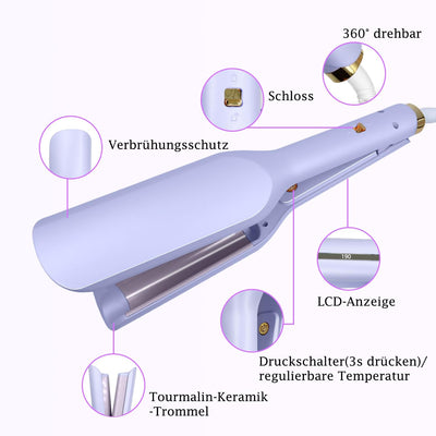 Grosscat Meerjungfrau Welleneisen, Lockenstab Locken für Haare 32mm, Deep Waves, Wasserwellen, Franz