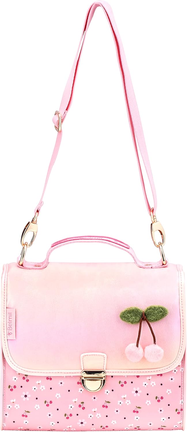 Belmil Premium Petite Kindergarten Schultertaschen Umhängetasche für Mädchen (305-51/P) Cherry Bloss
