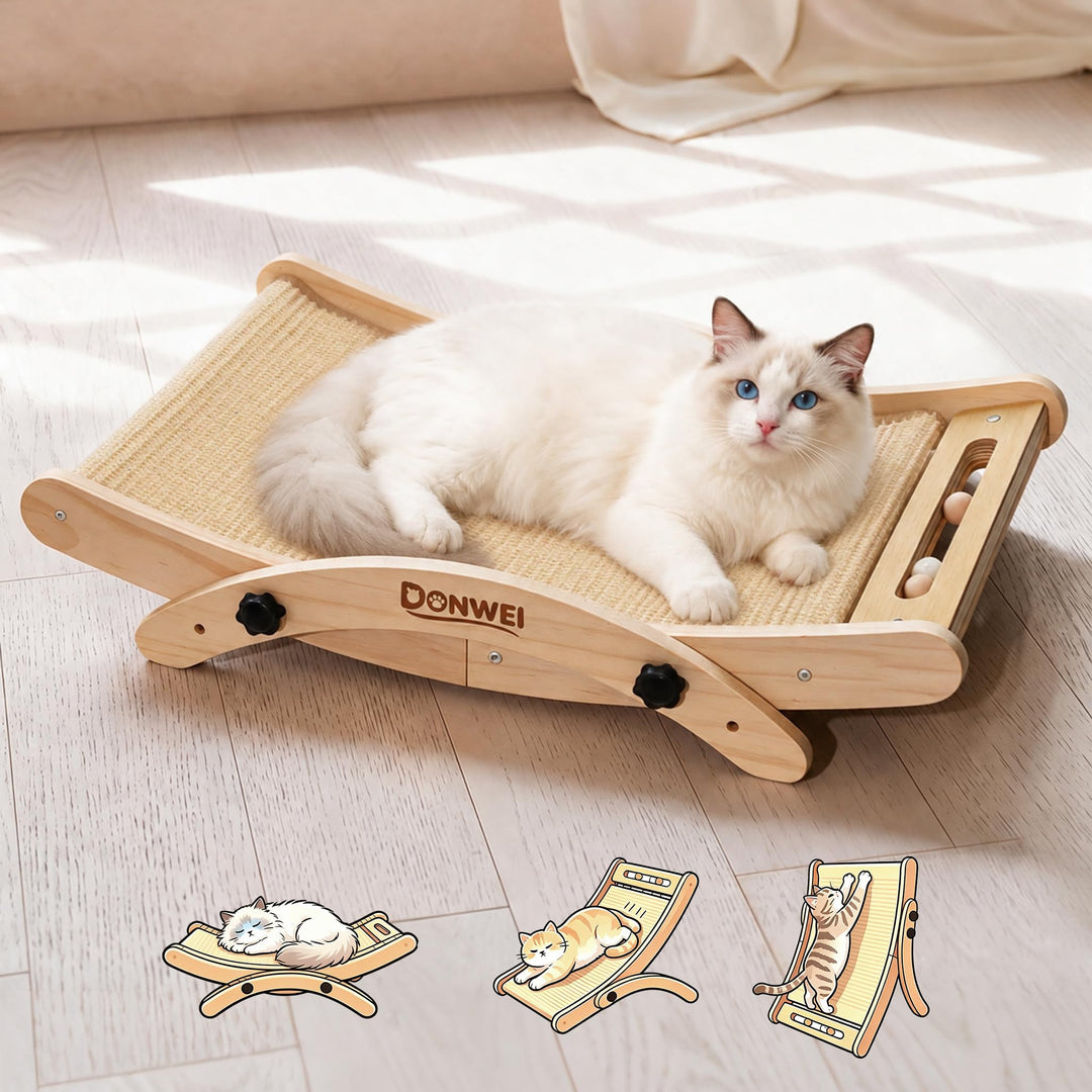 DONWEI Kratzbett Katzen Sisal, 3-IN-1 Kratzbrett für Kleine &amp; Grosse Katzen | 3 Verstell Modi, Massi