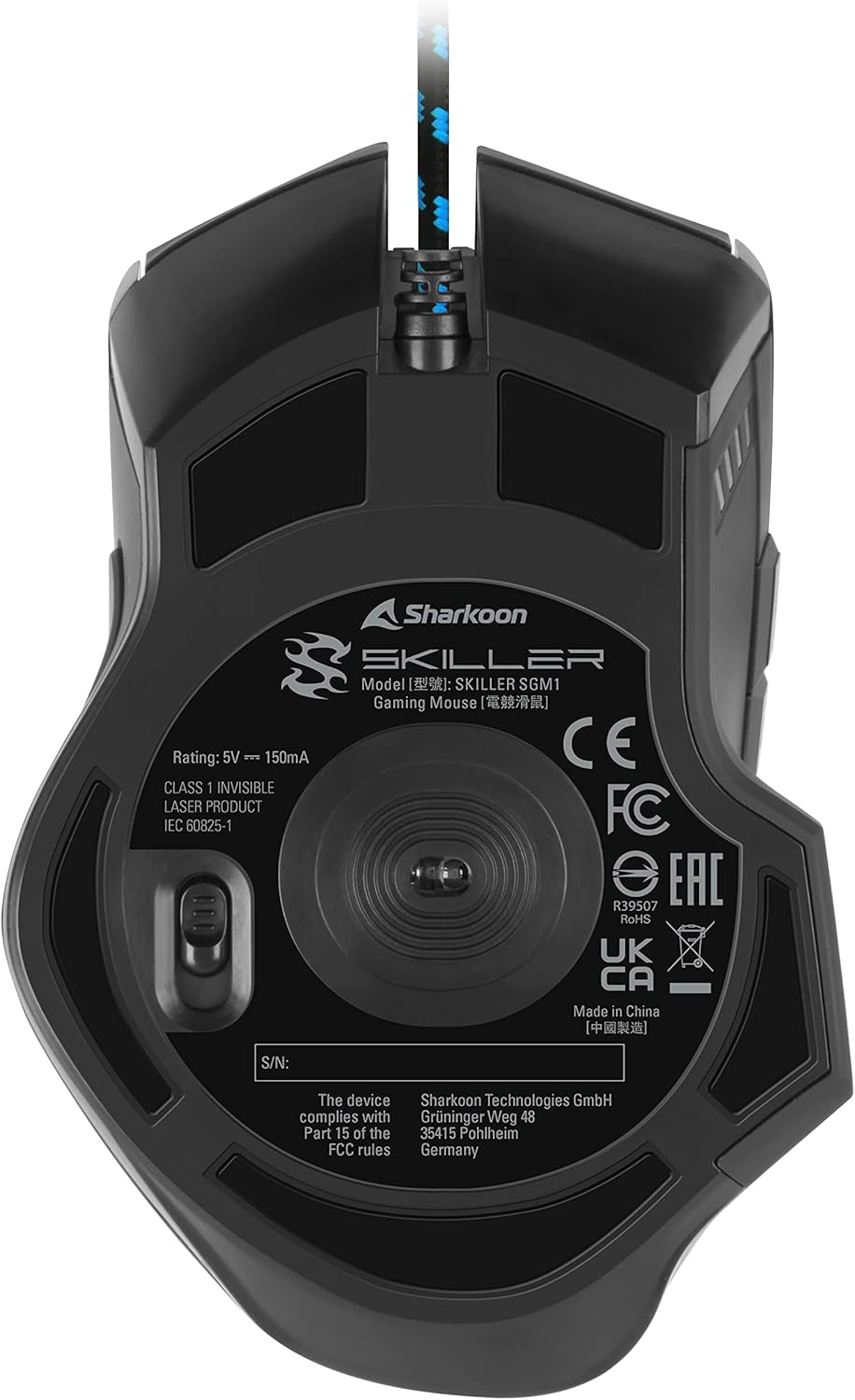 Sharkoon Skiller SGM1 Gaming Maus mit Makrotasten (10800 DPI, RGB-Beleuchtung, 12 Tasten, Weight-Tun