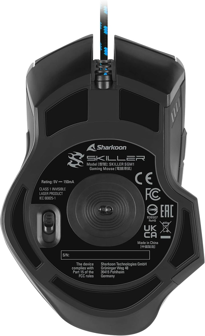 Sharkoon Skiller SGM1 Gaming Maus mit Makrotasten (10800 DPI, RGB-Beleuchtung, 12 Tasten, Weight-Tun