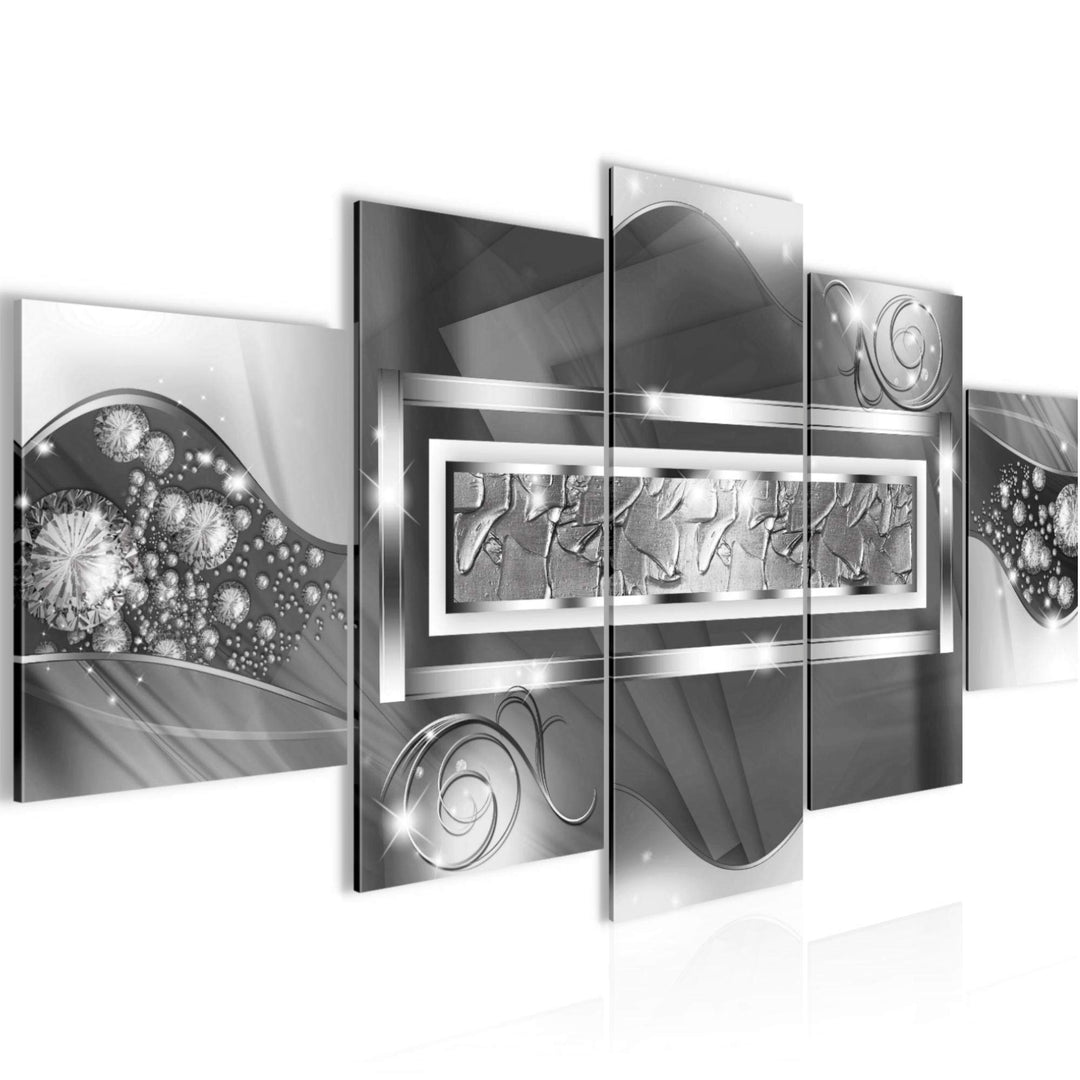 Runa Art Bild Wohnzimmer Schlafzimmer Abstrakt 5 Teilig Diamant Grau Silber Wandbilder auf Vlies Lei
