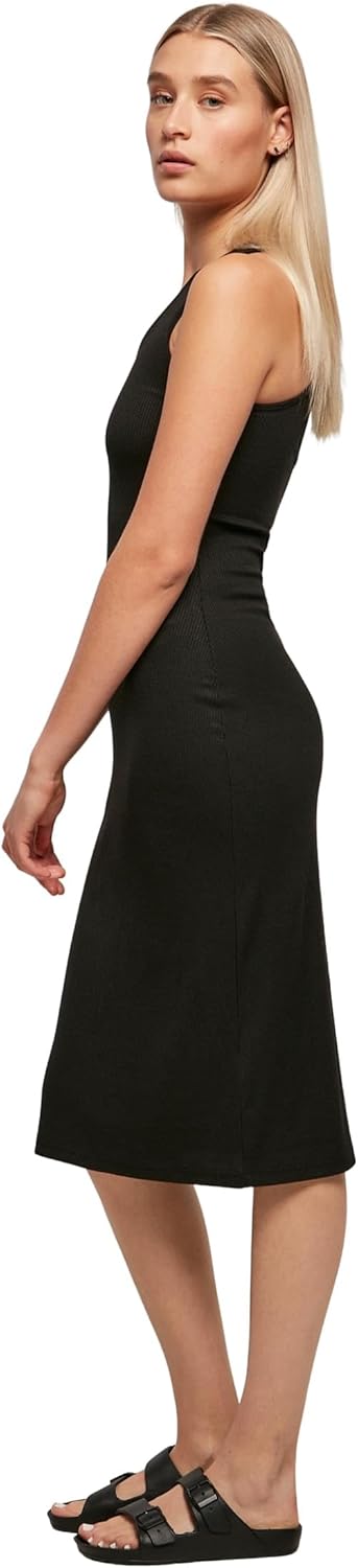 Urban Classics Damen Kleid mit am Rücken gekreuzten Trägern für Frauen, Ladies Midi Sleeveless Rib D