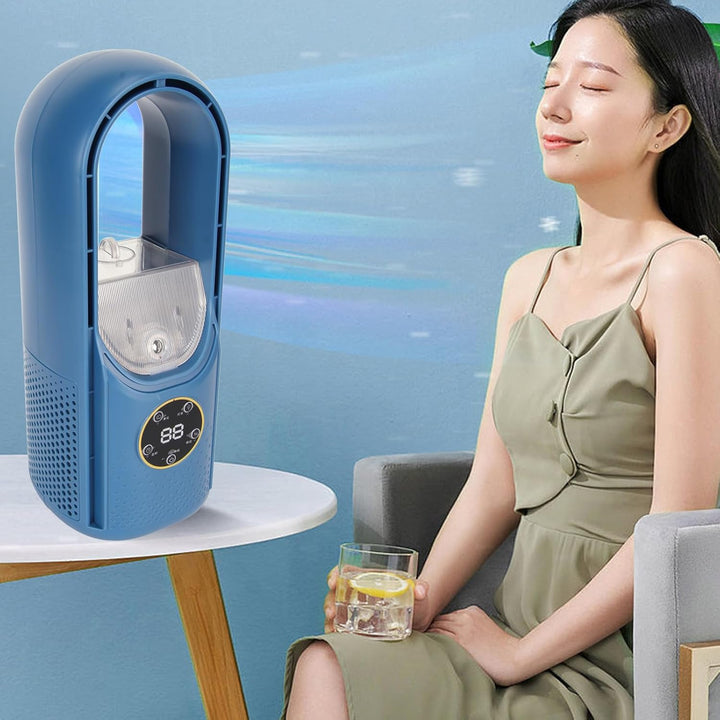 Flügelloser Tischventilator, Flügelloser Ventilator mit USB-betriebenem LED-Licht, 6 Geschwindigkeit