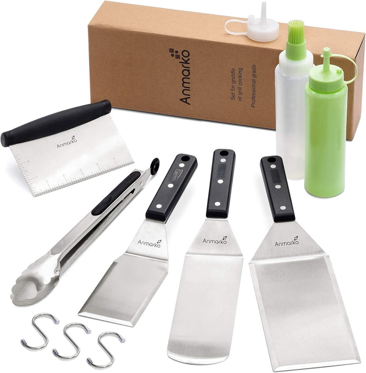 Edelstahl Metall Pfannenwender Set - Grillschaber Flachspachtel Pfannkuchen Flipper Hamburger Pfanne