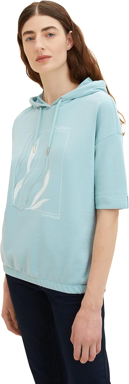TOM TAILOR Damen Sweater mit Print XXS 30463 - Dusty Mint Blue, XXS 30463 - Dusty Mint Blue