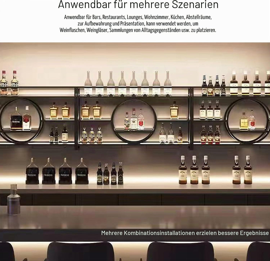 Weinregal Wand Metall Flaschenregal Schmal Wine Rack Bar Regal Wand mit Weinglashalter Getränkeregal