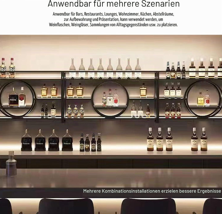 Weinregal Wand Metall Flaschenregal Schmal Wine Rack Bar Regal Wand mit Weinglashalter Getränkeregal