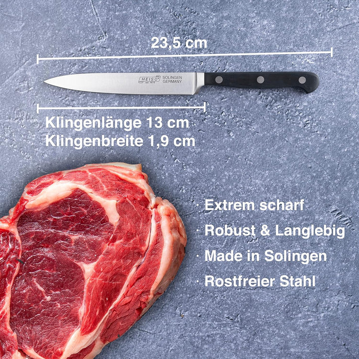 HEISO - Spickmesser - PREMIUM SERIE - rostfreie 13cm Klinge - Garniermesser Made in Solingen - Gemüs