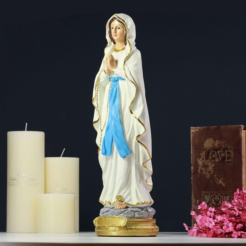 QIANLING 22cm Jungfrau Maria Statue, Religiöses Geschenk Gesegnete Mutter Jungfrau Maria Figur, Harz