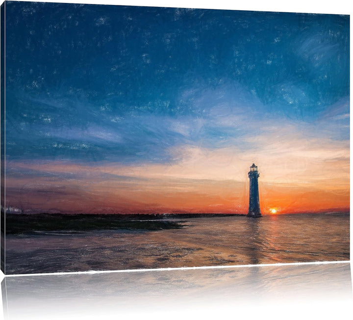 Pixxprint Leuchtturm als Leinwandbild/Grösse: 100x70 / Wandbild/Kunstdruck/fertig bespannt, 100x70