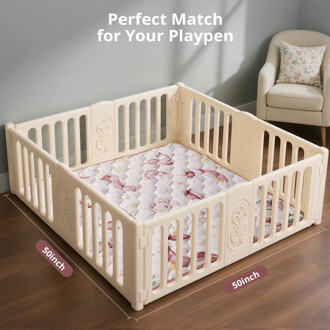 COMOMY Krabbelmatte Baby 127x127 cm, Dicke und Weiche Spielmatte Faltbar, Rutschfeste Schadstofffrei
