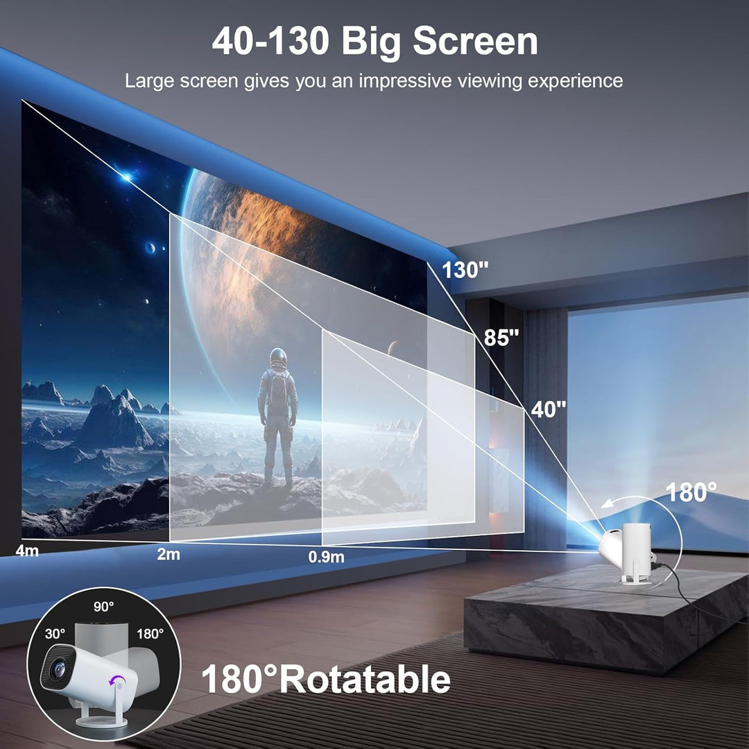 Mini Beamer 4K Full HD 1080P, Tragbarer Projektor mit WiFi 6 und Bluetooth 5.4,Auto-Keystone & Manue