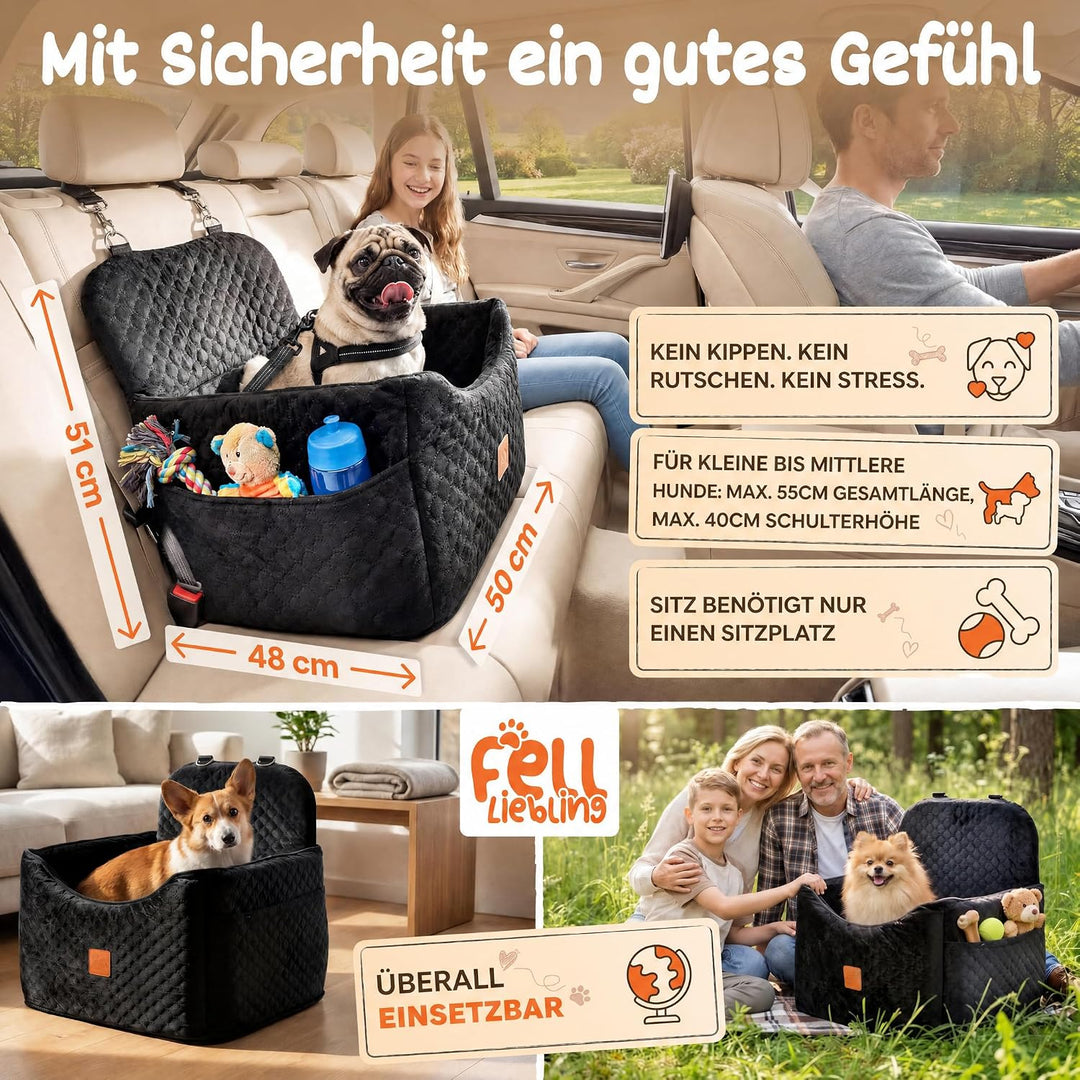 Premium Hunde Autositz, orthopädischer Autositz Hund, Hundesitz Auto Rückbank waschbar, Hundeautosit