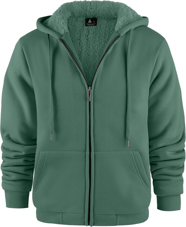 JACKETOWN Herren Sweatshirt Gefüttert Hoodie Reissverschluss Sweatjacke Warm Fleece Winterjacke Tedd