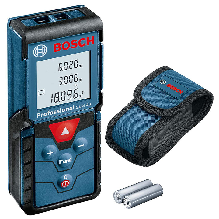 Bosch Professional Laser Entfernungsmesser GLM 40 (Flächen-/Volumenberechnung, max. Messbereich: 40