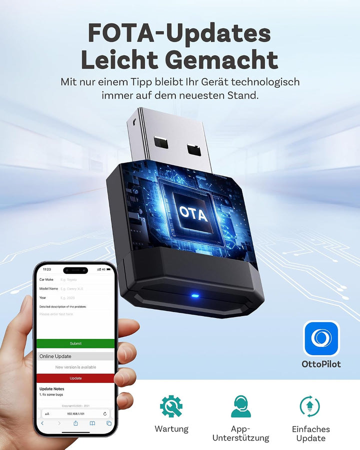 OTTOCAST Mini Nova 2-in-1 Wireless CarPlay &amp; Android Auto Adapter, Kompakt