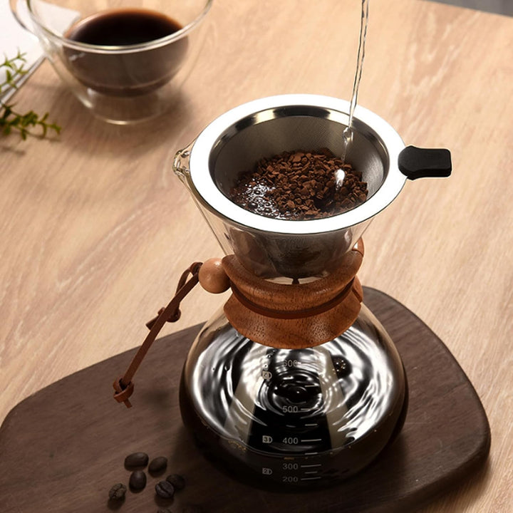 Pour Over Kaffeebereiter, 800 ml Permanentfilter Pour Over Kaffeebereiter, Borosilikat Glaskanne mit